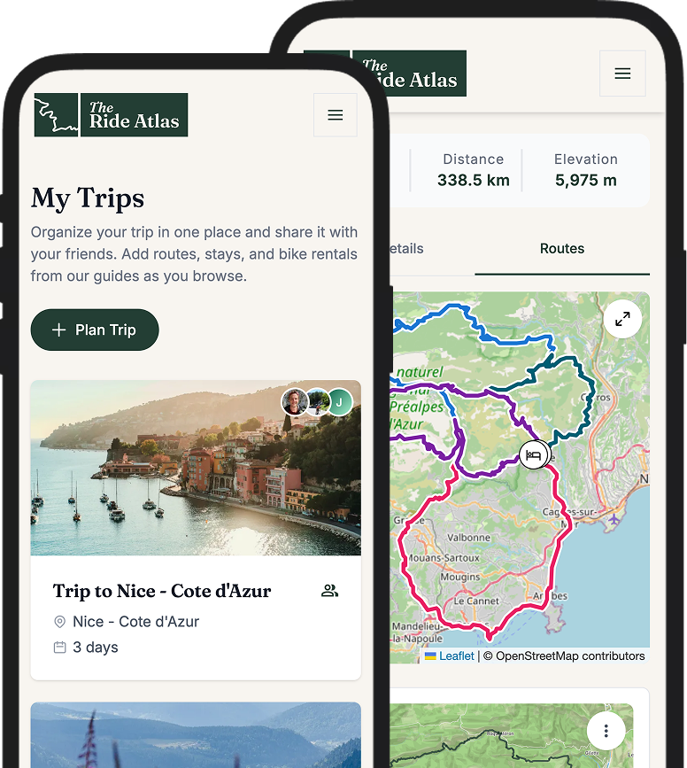 A cycling trip plan on The Ride Atlas